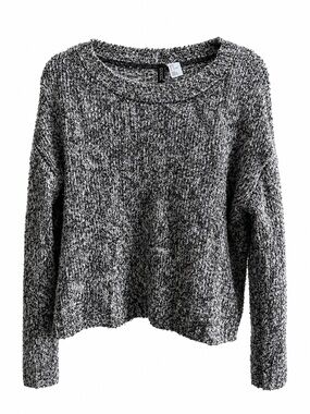 H&M Divided Black & White Marled Chunky Knit Oversized Sweater Size M
